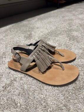 Rebecca Minkoff Faux Leather Sandal with Beige Edge Trim